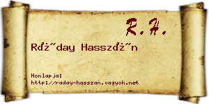 Ráday Hasszán névjegykártya